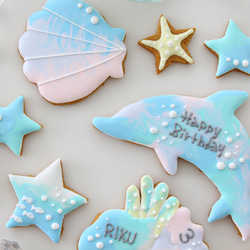 イルカ　【アイシングクッキー】　ハワイ　夏　海　青　マリン　おしゃれ　オーダー　通販　誕生日 4枚目の画像