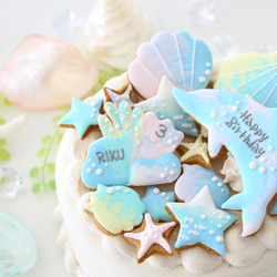 イルカ　【アイシングクッキー】　ハワイ　夏　海　青　マリン　おしゃれ　オーダー　通販　誕生日 5枚目の画像
