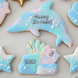 イルカ　【アイシングクッキー】　ハワイ　夏　海　青　マリン　おしゃれ　オーダー　通販　誕生日 3枚目の画像