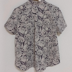 【Thanks!sale】値下げしました！テディベア綿麻半袖シャツ 2枚目の画像