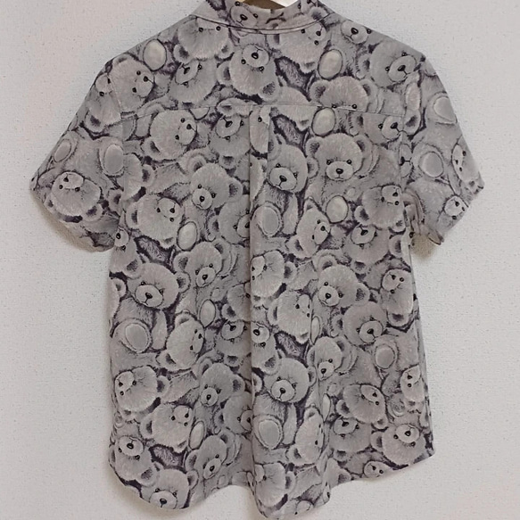 【Thanks!sale】値下げしました！テディベア綿麻半袖シャツ 2枚目の画像