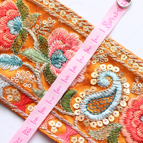 インド刺繍リボン No.6【オレンジ】 インド刺繍/刺繍リボン/刺繍