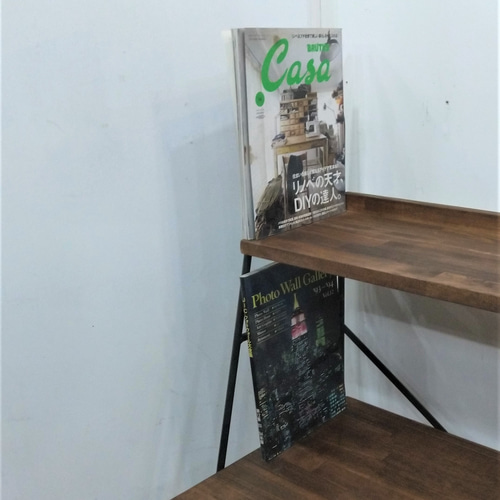 アイアン斜め足の2段デスク 受注生産品 机・デスク takuto 通販