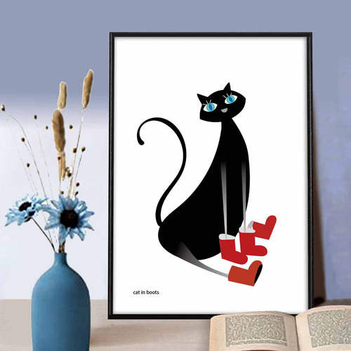 長靴を履いたネコ イラスト ポスター A4 A3 A2 A1 アートポスター