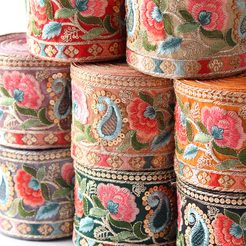 インド刺繍リボン No.6【レッド】 インド刺繍/刺繍リボン/刺繍 インド刺繍リボン No.6【レッド】 インド刺繍/刺繍リボン/刺繍