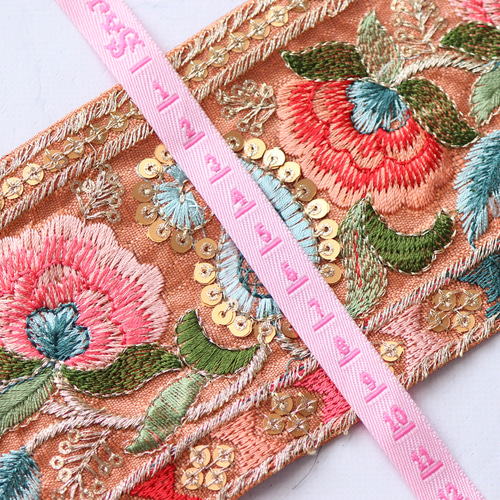 インド刺繍リボン No.6【ピンク】 インド刺繍/刺繍リボン/刺繍