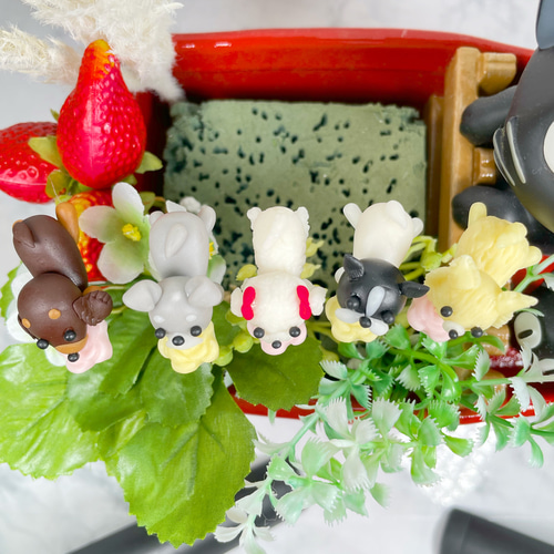 ガーデンピック ハンドメイド お花にのんびりワンちゃんピック 犬 多肉