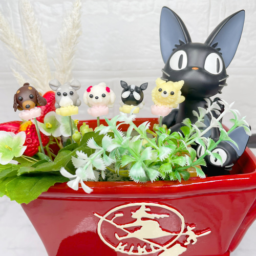 ❤︎sale❤︎ꔛꕤ ガーデン雑貨♡リメイク鉢♡可愛い3匹の犬♡苺