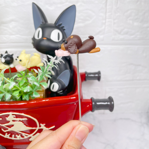 ガーデンピック ハンドメイド お花にのんびりワンちゃんピック 犬 多肉