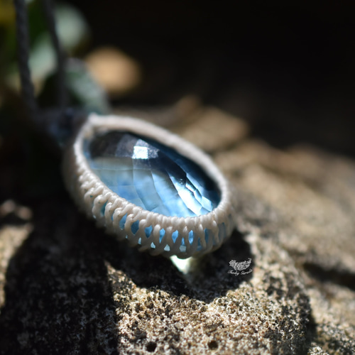 43ct.宝石☆ブルートパーズ マクラメネックレス1053 ネックレス