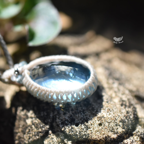 43ct.宝石☆ブルートパーズ マクラメネックレス1053 ネックレス