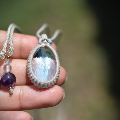 43ct.宝石☆ブルートパーズ マクラメネックレス1053 ネックレス