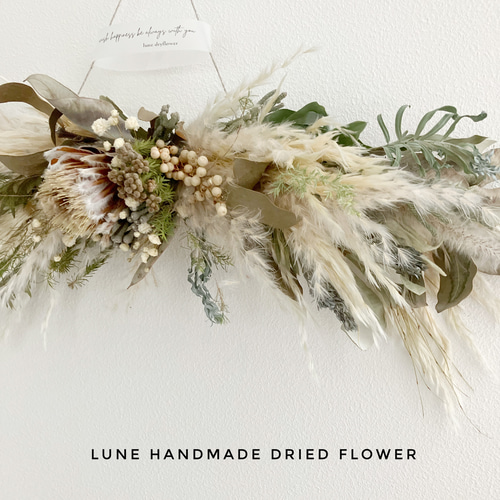 ドライフラワースワッグ 横長スワッグ スワッグ lune 通販 15992851