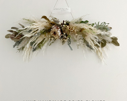 ドライフラワースワッグ 横長スワッグ スワッグ lune 通販 15992851