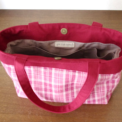 麻糸の手織り　チェックトートバッグ(B5サイズ) 10枚目の画像