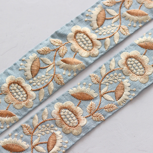 インド刺繍リボン No.7【ライトブルー】 インド刺繍/刺繍リボン インド刺繍リボン No.7【ライトブルー】 インド刺繍/刺繍リボン
