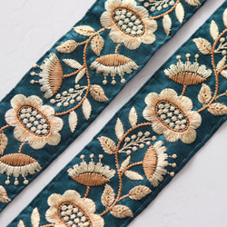 インド刺繍リボン インド刺繍リボン No.7【ピーコックグリーン】 インド刺繍/刺繍リボン