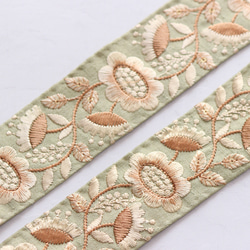 インド刺繍リボン No.7【ライトグリーン】 インド刺繍/刺繍リボン/刺繍
