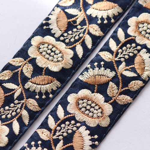 インド刺繍リボン No.7【ライトブルー】 インド刺繍/刺繍リボン