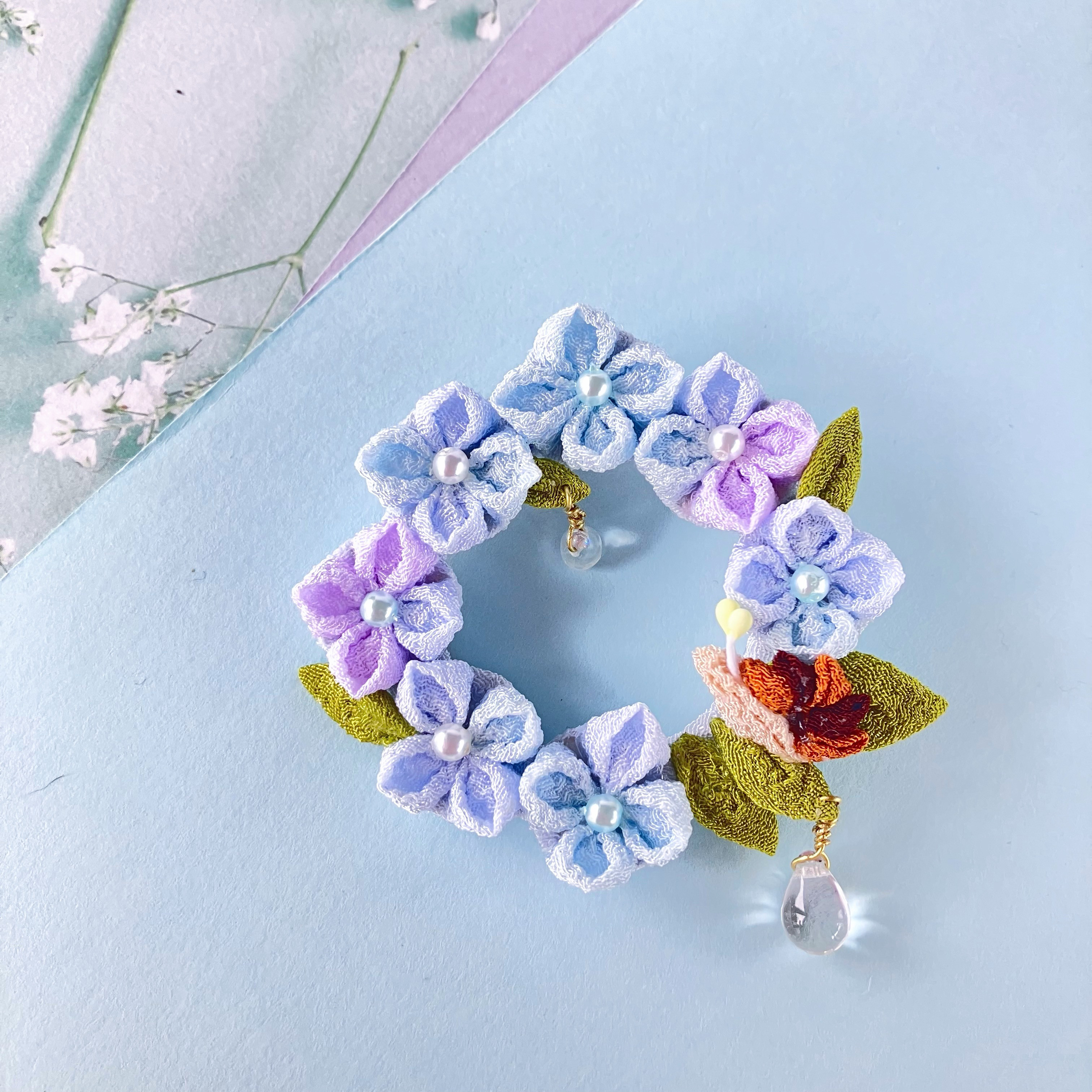 ◇タビ◇ちりめん細工◇紫陽花9つオーダー品◇