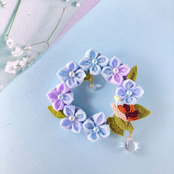 ❁紫陽花A根付けストラップ❁ ちりめんつまみ細工 帯飾り ◇送料