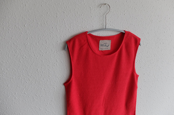 亞麻棉內衣無袖（猩紅色）[女士M/L尺寸] 第2張的照片