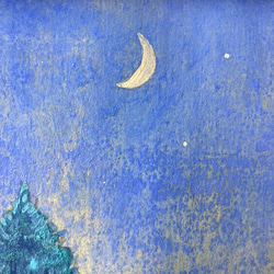 日本画『月と森』　　　　　  /日本画　原画　風景画　月　花 7枚目の画像