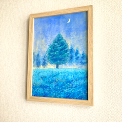 日本画『月と森』　　　　　  /日本画　原画　風景画　月　花 2枚目の画像