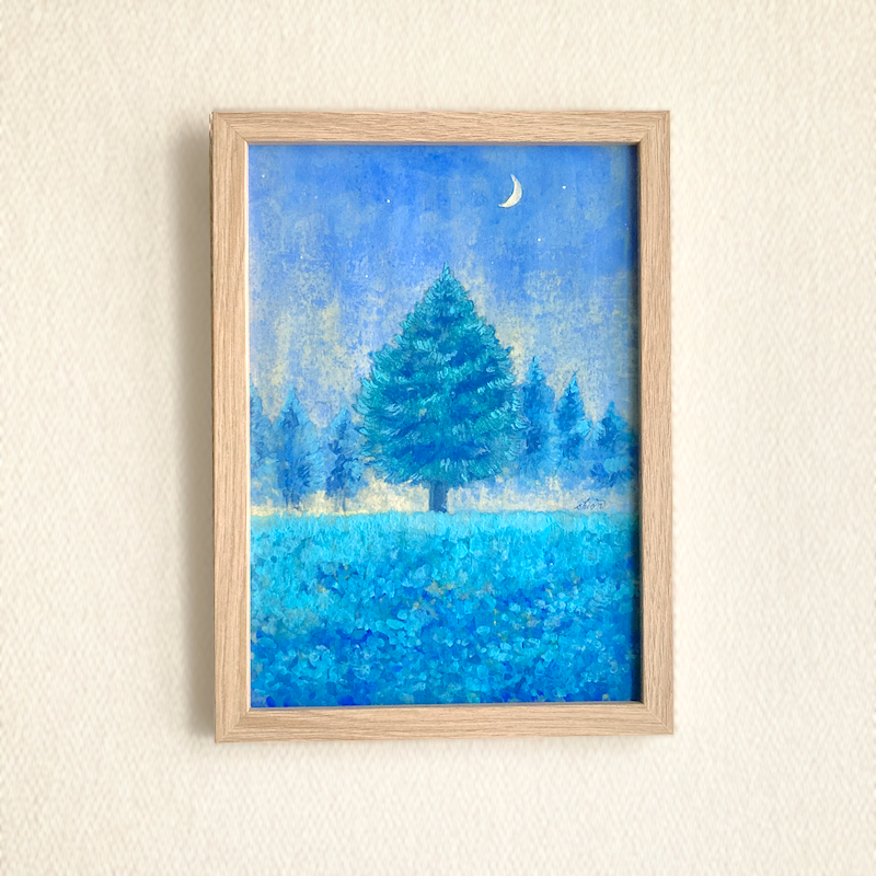 良質  原滄月「湿原の花」日本画 額装 絵画