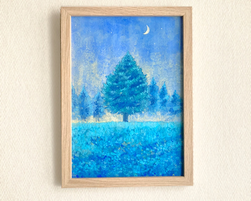 日本絵画　大きい額縁入り　ガラス　風景画自然　描写 日本絵画大きい額縁入りガラス風景画自然描写