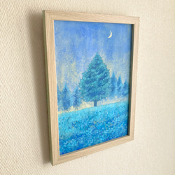 日本画『月と森』　　　　　  /日本画　原画　風景画　月　花 3枚目の画像