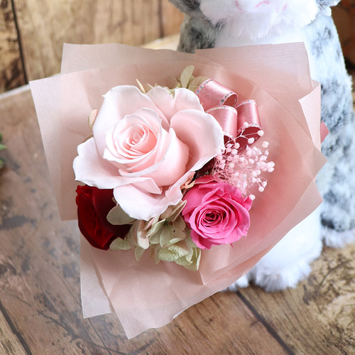 はにゃぎふと 」プリザーブドフラワー 花束 黒猫 三毛猫 茶トラ
