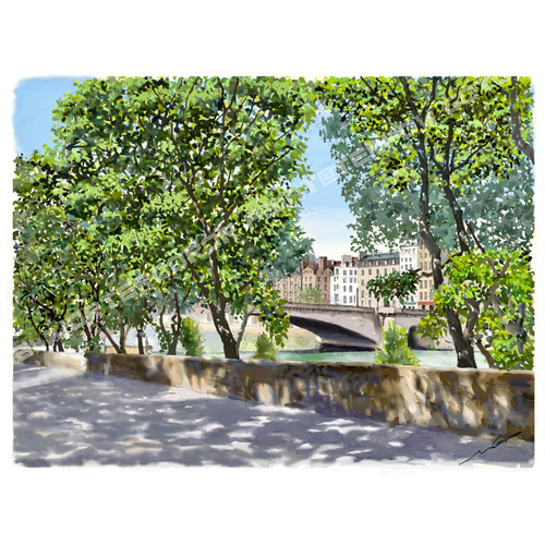 一点物】『 新緑のモルソー公園 』油絵 油彩 油画 絵画
