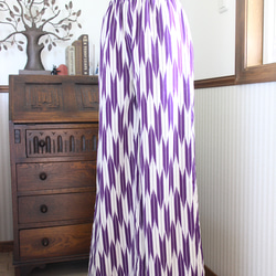 着物リメイク、紫のパンツ、矢絣、小紋、ワイドパンツ、ワイドフレアパンツ、サイズ M、ポリエステル 7枚目の画像