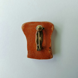 ハム　レタス　トースト　陶器　粘土　ブローチ 3枚目の画像