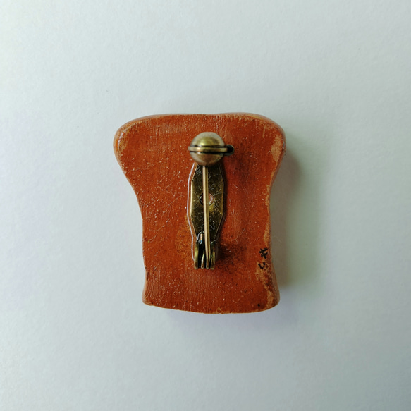 ハム　レタス　トースト　陶器　粘土　ブローチ 3枚目の画像