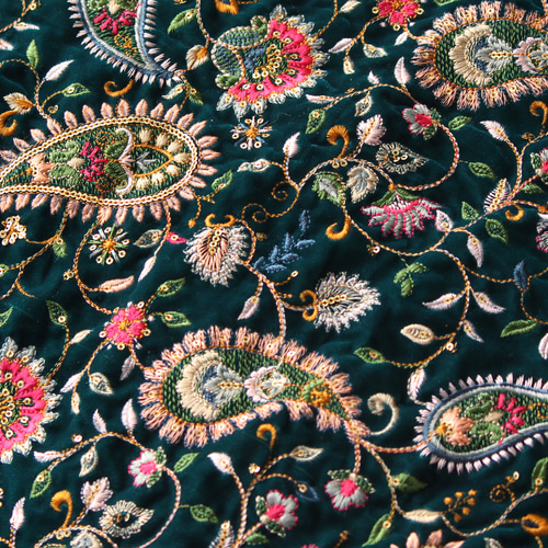 ハンドメイド　インド刺繍生地（特サイズ容量多め）ピカピカ 刺繍生地 No.8 ベルベット刺繍生地 レース インド刺繍リボン 刺繍