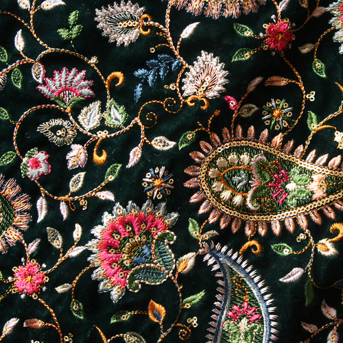 刺繍生地 No.9 ベルベット刺繍生地 レース/インド刺繍リボン 刺繍生地 No.9 ベルベット刺繍生地 レース/インド刺繍リボン