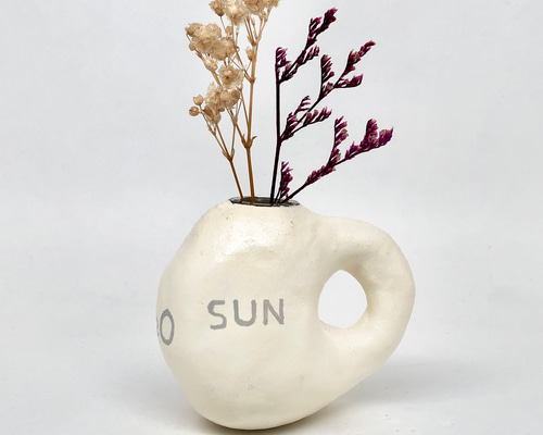 石粉粘土 「太陽と栄養の一輪挿し」 ハンドメイド作品 一輪挿し・花瓶