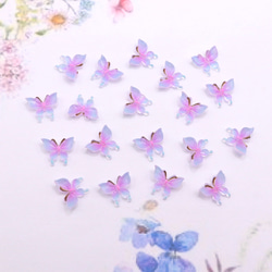 新作★ 変色する蝶々デコパーツ   樹脂パーツ　ブルー×パープル→チェリーピンク 16枚目の画像
