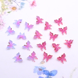 新作★ 変色する蝶々デコパーツ   樹脂パーツ　ブルー×パープル→チェリーピンク 9枚目の画像