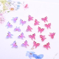 新作★ 変色する蝶々デコパーツ   樹脂パーツ　ブルー×パープル→チェリーピンク 10枚目の画像