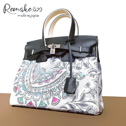 ハンドメイド　帯リメイクバッグ　ハンド バッグ 2way #409 30サイズ#73◇着物帯と本革のリメイクバッグ◇remake.829 日本職