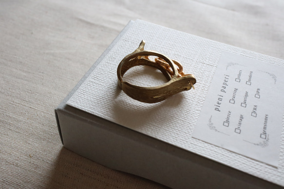 vintage chain ring French yellow 4枚目の画像