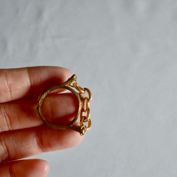 vintage chain ring French yellow 10枚目の画像