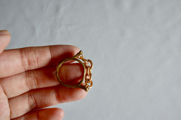 vintage chain ring French yellow 10枚目の画像