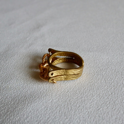 vintage chain ring French yellow 7枚目の画像