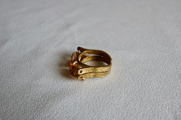 vintage chain ring French yellow 7枚目の画像