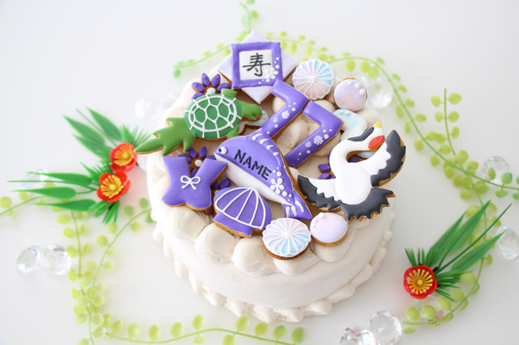 【アイシングクッキー】　喜寿　７７歳　プレゼント　お菓子　和柄　和風 1枚目の画像