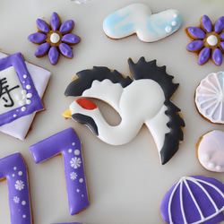 喜寿祝い　【アイシングクッキー】　７７歳　オーダー　プレゼント　お菓子　和柄　和風 4枚目の画像